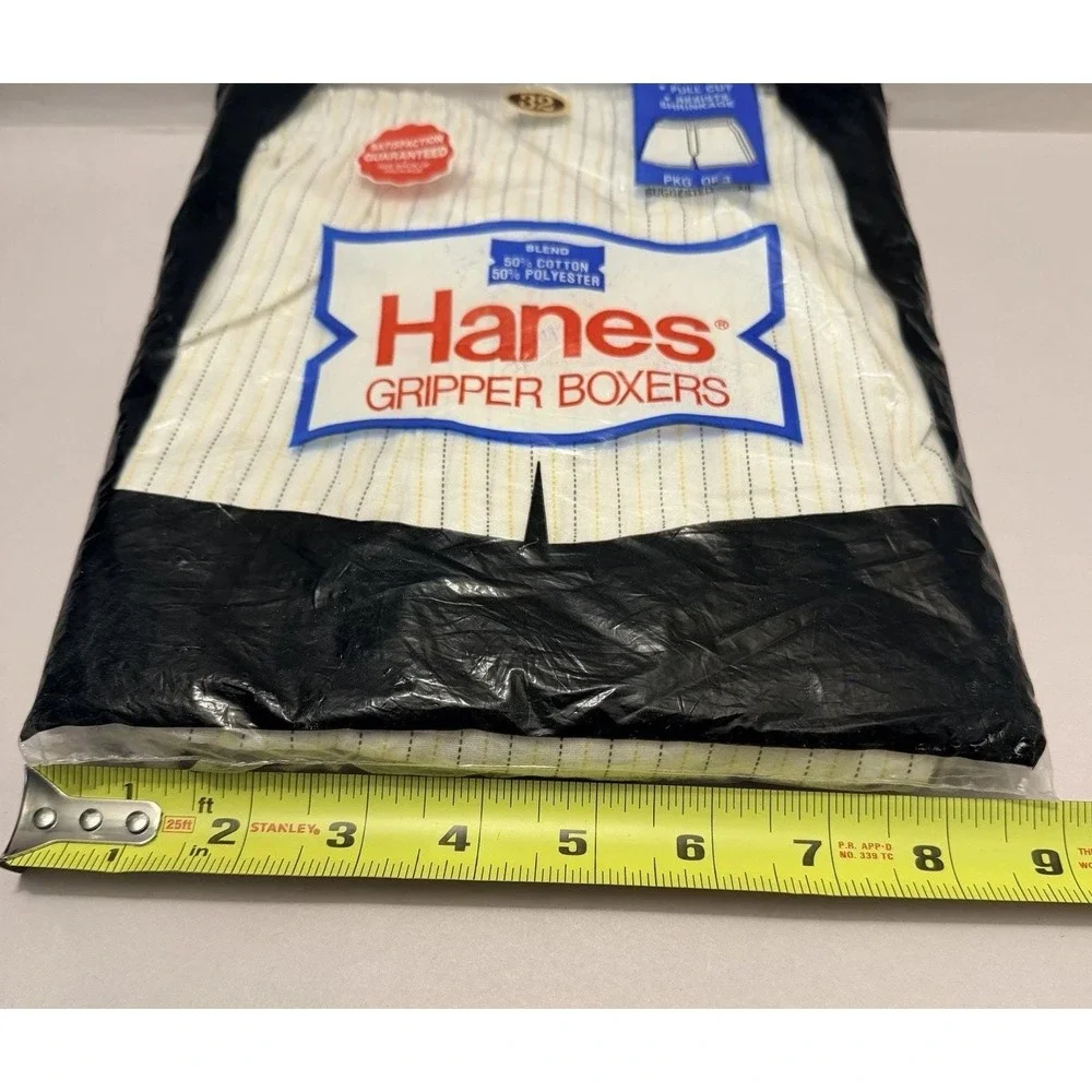 Mens Vintage Hanes Gripper Boxers 3 Pack Size 32 Sealed Deadstock Underwear Snap